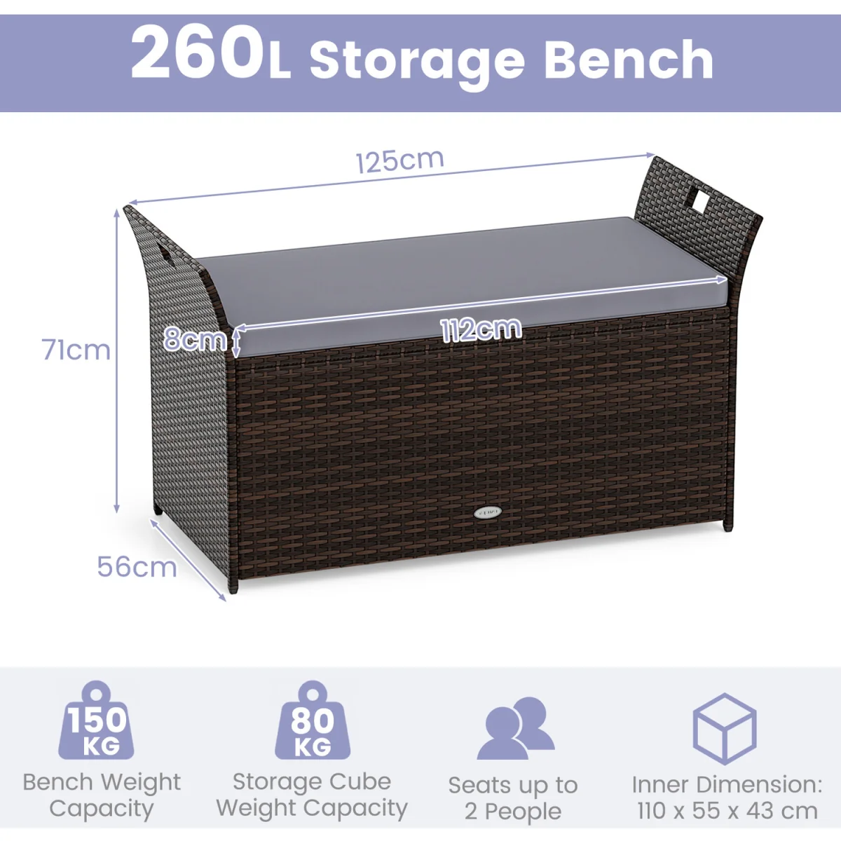 Outdoor Storage Bench - Grey – image 8