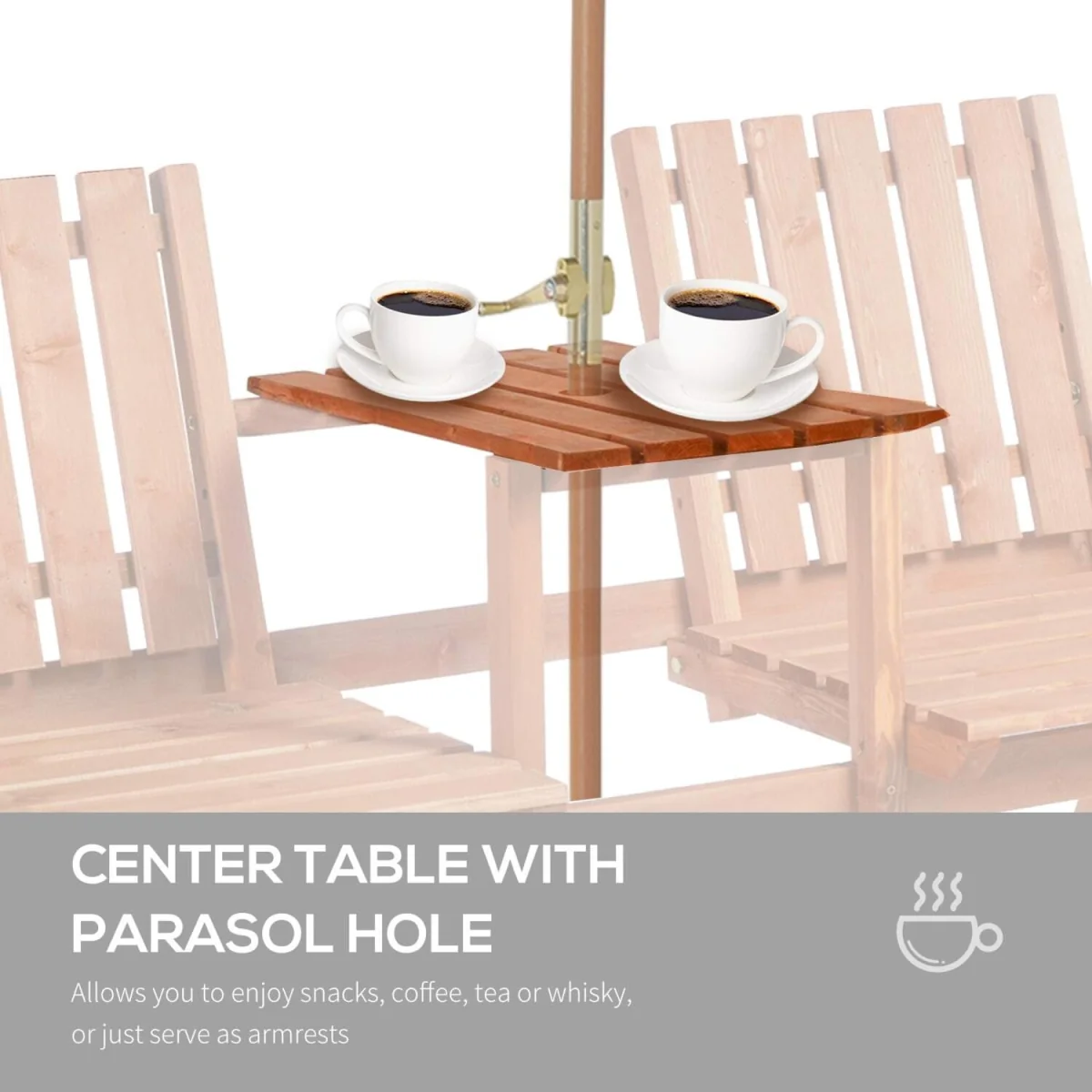 Hasa Fir Wood 2-Seater Garden Bench with Integrated Centre Table – image 7