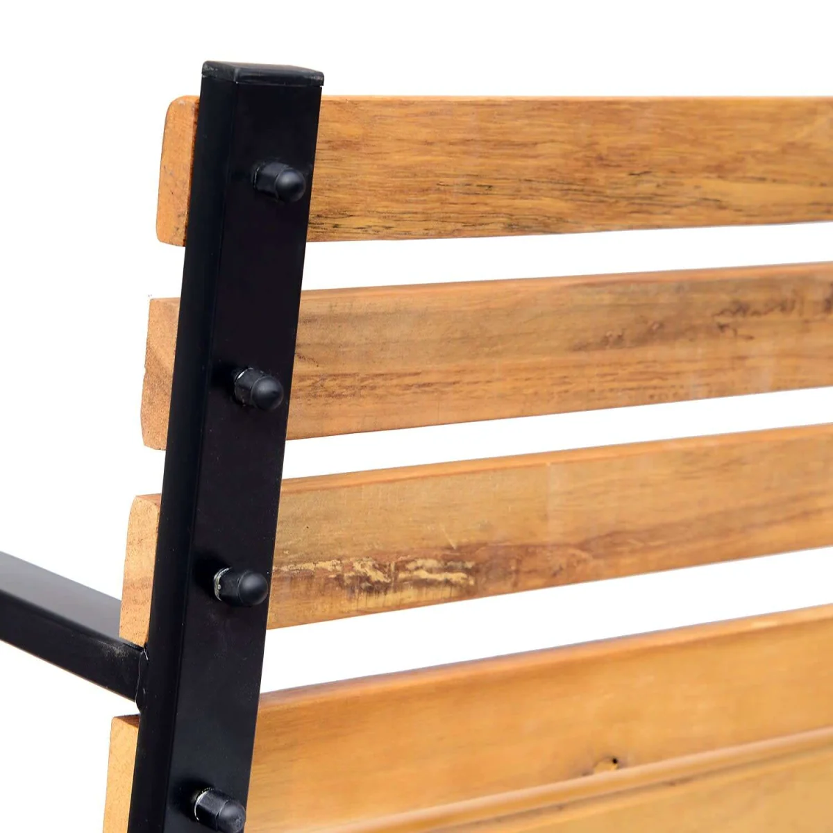 Nifalo 122cm Steel and Natural Slatted Wood Outdoor Garden Bench – image 2