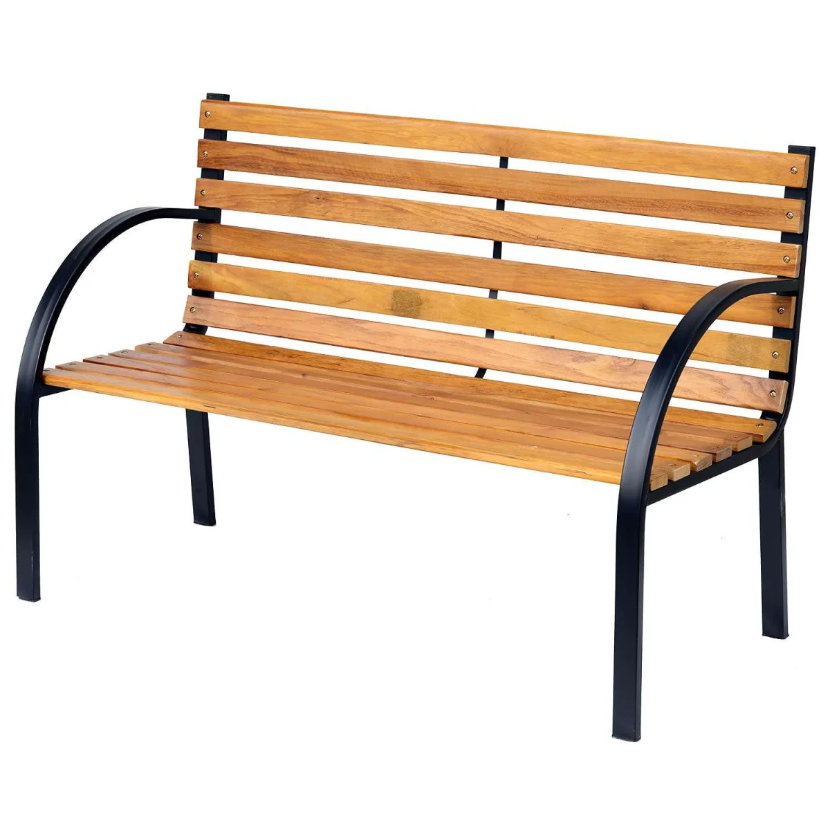 Nifalo 122cm Steel and Natural Slatted Wood Outdoor Garden Bench – image 3
