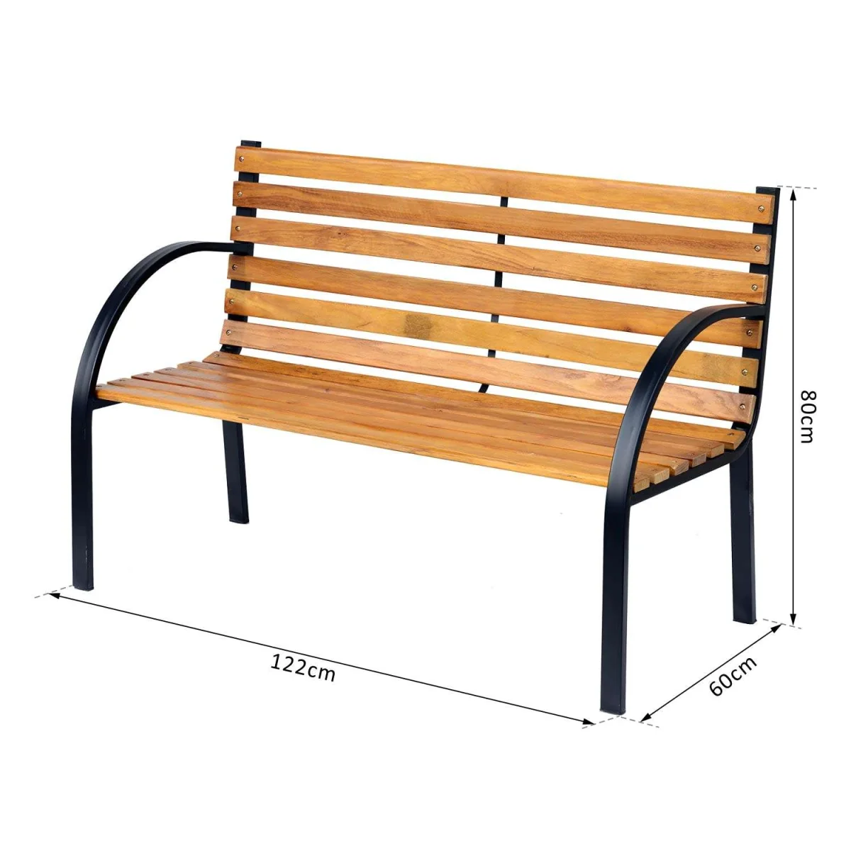 Nifalo 122cm Steel and Natural Slatted Wood Outdoor Garden Bench – image 5