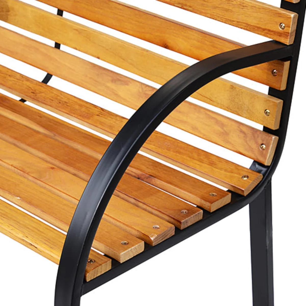 Nifalo 122cm Steel and Natural Slatted Wood Outdoor Garden Bench – image 9