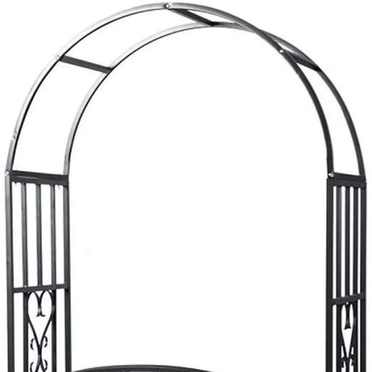 Garden Metal Black Rose Arch Trellis Pergola Arbour With Bench - Black – image 2