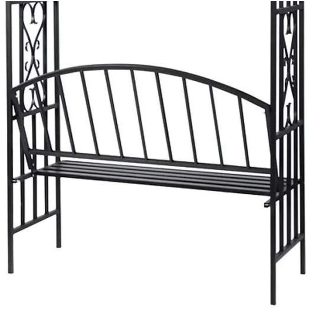 Garden Metal Black Rose Arch Trellis Pergola Arbour With Bench - Black – image 6