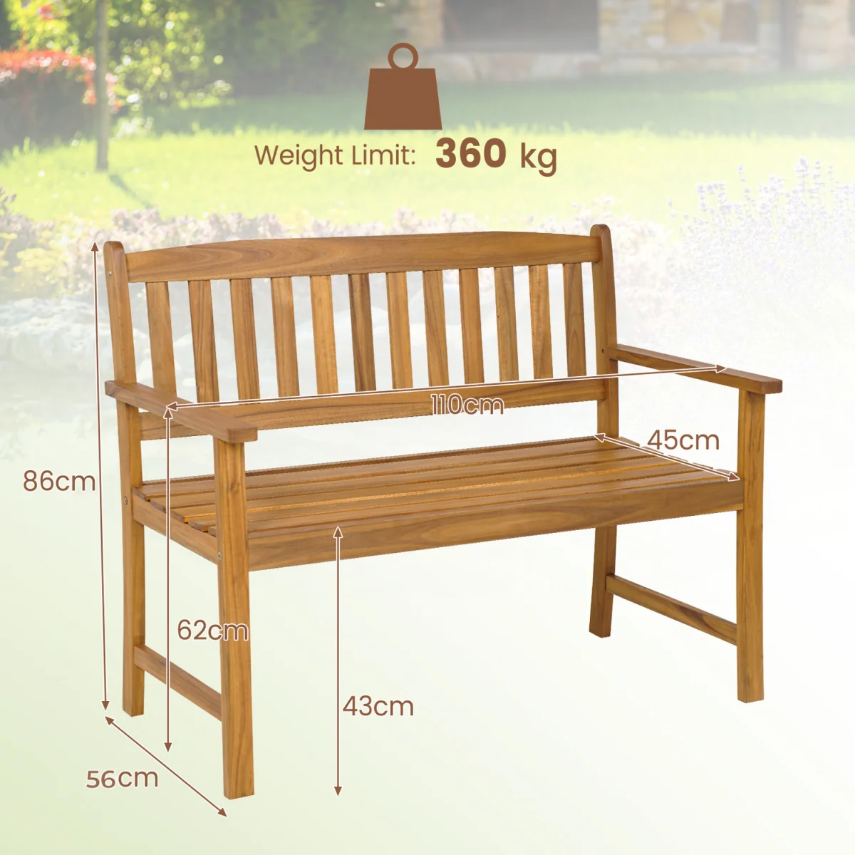 2-Person Garden Bench - Brown – image 11