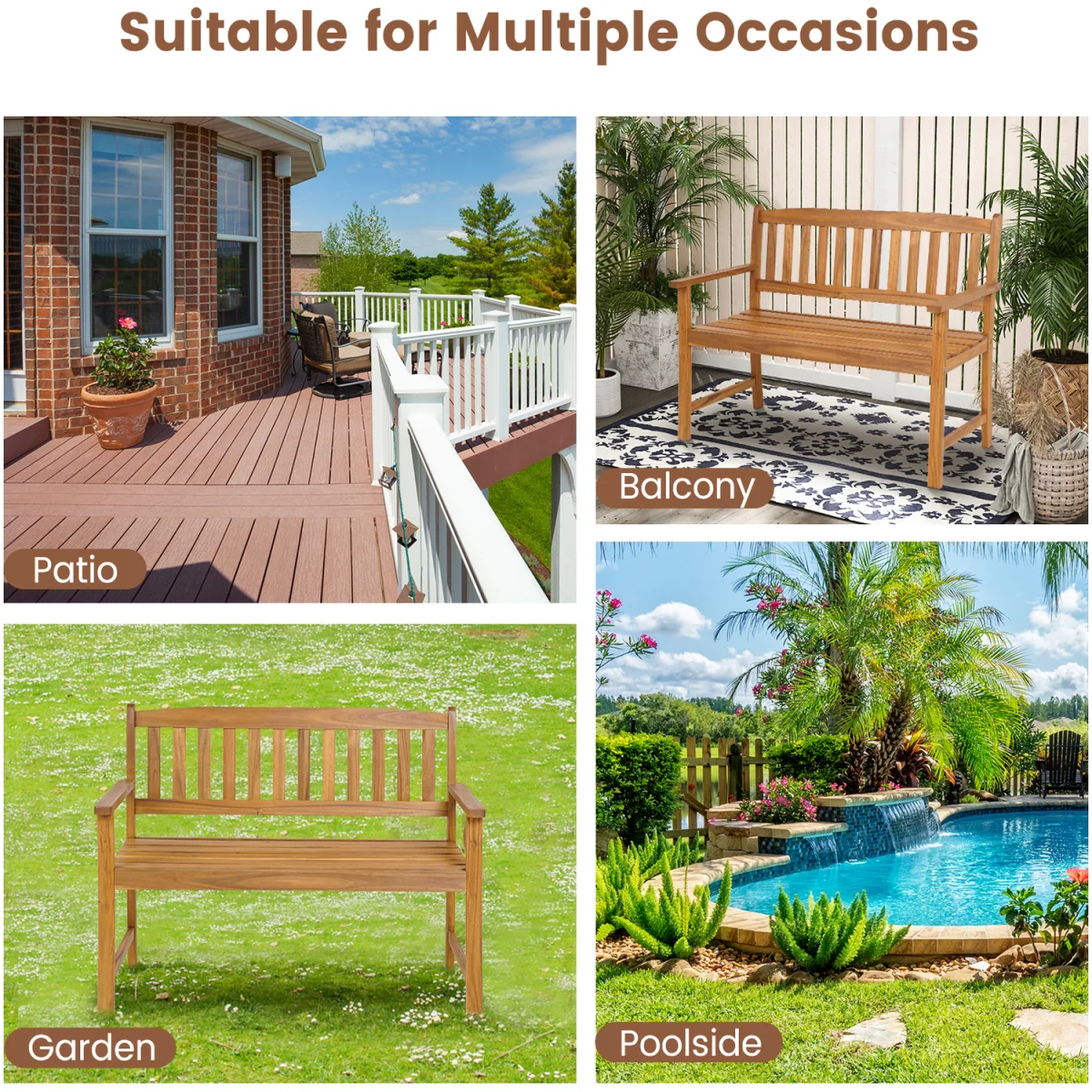 2-Person Garden Bench - Brown – image 12