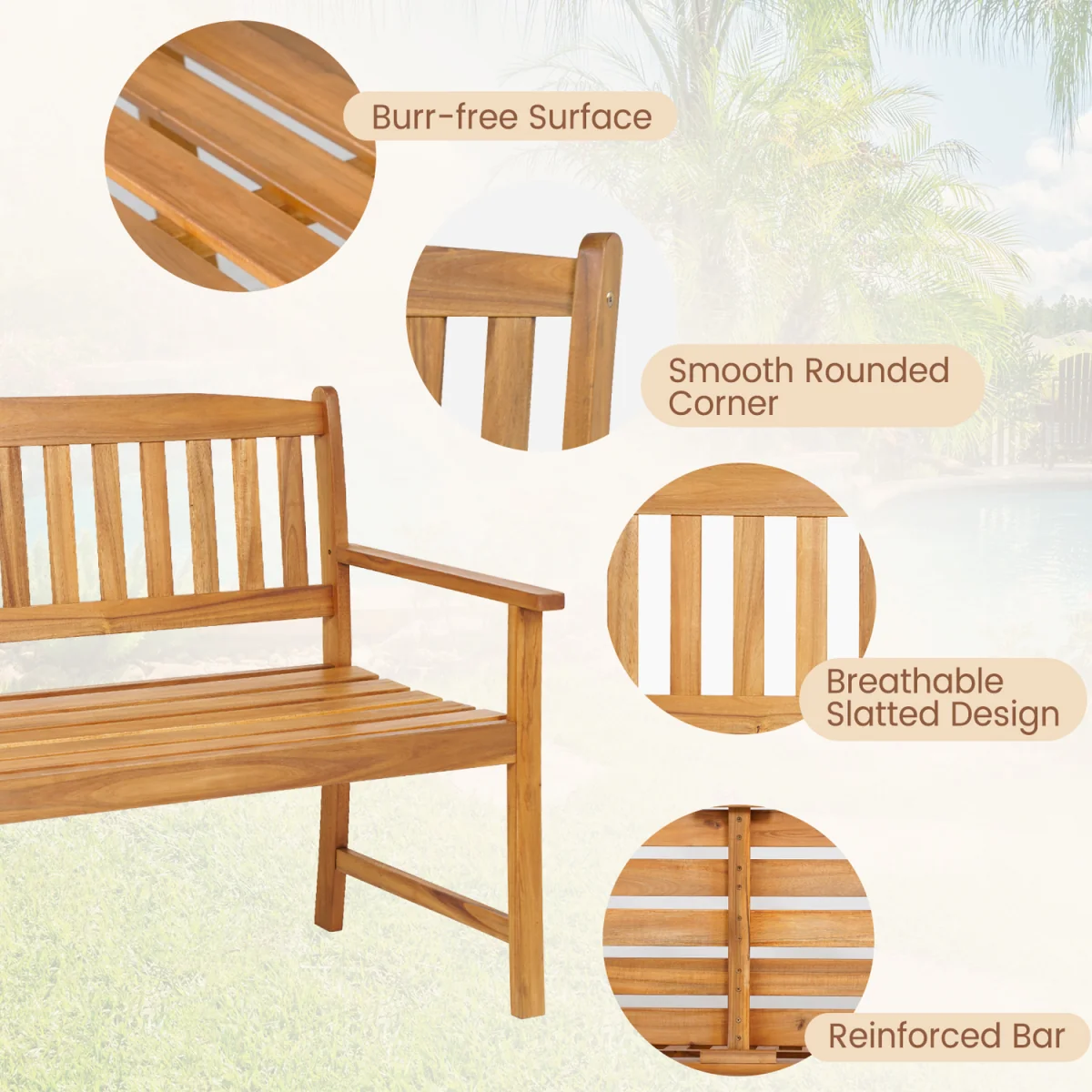 2-Person Garden Bench - Brown – image 13