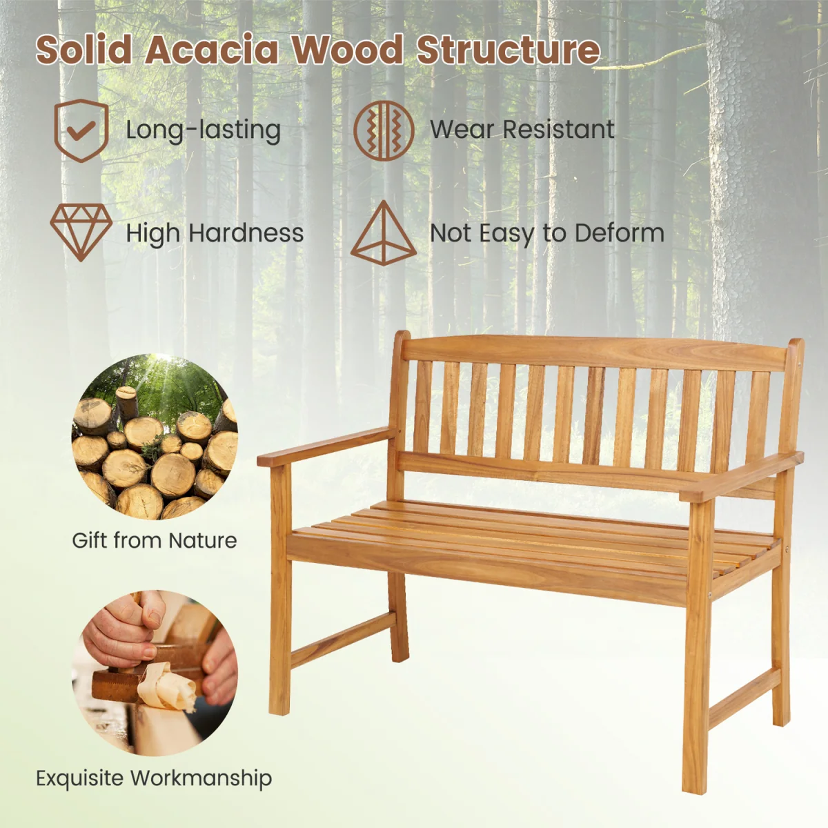 2-Person Garden Bench - Brown – image 14