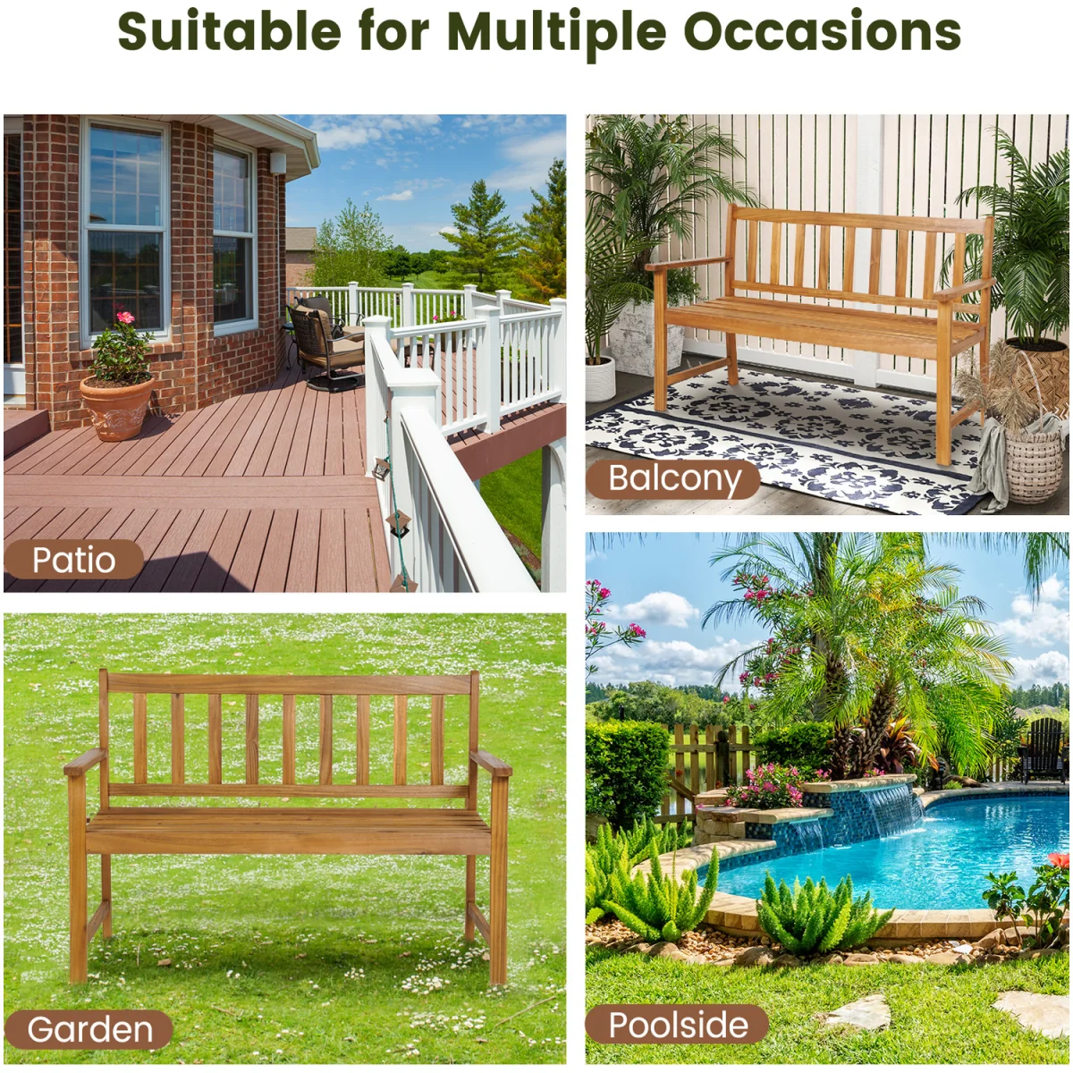 2-Person Garden Bench - Brown – image 4