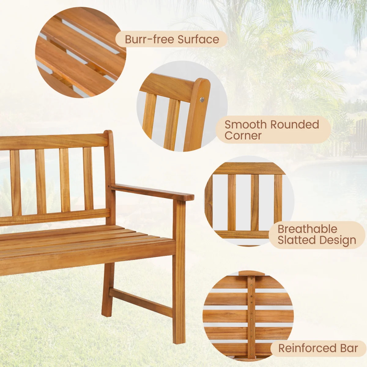 2-Person Garden Bench - Brown – image 5