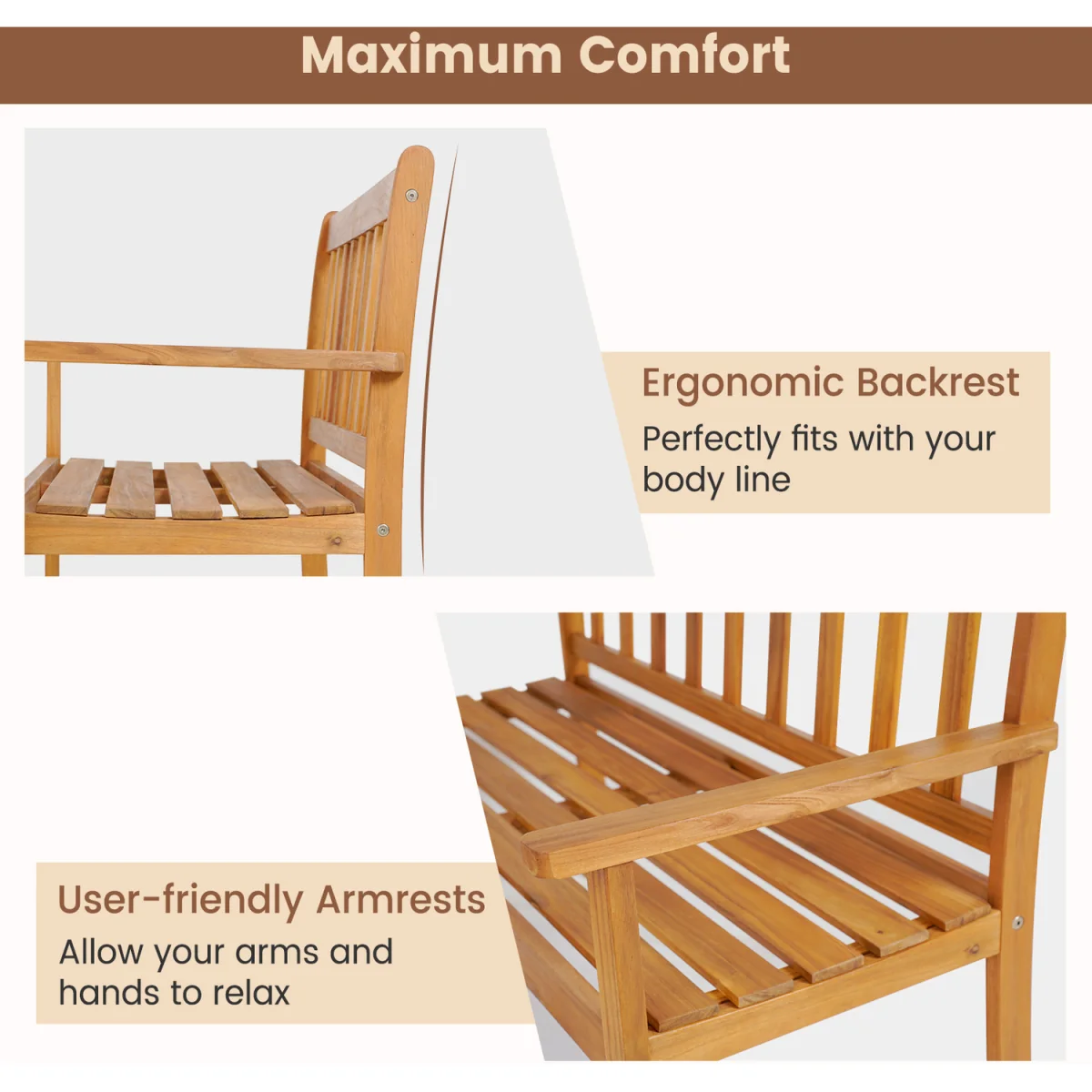 2-Person Garden Bench - Brown – image 6