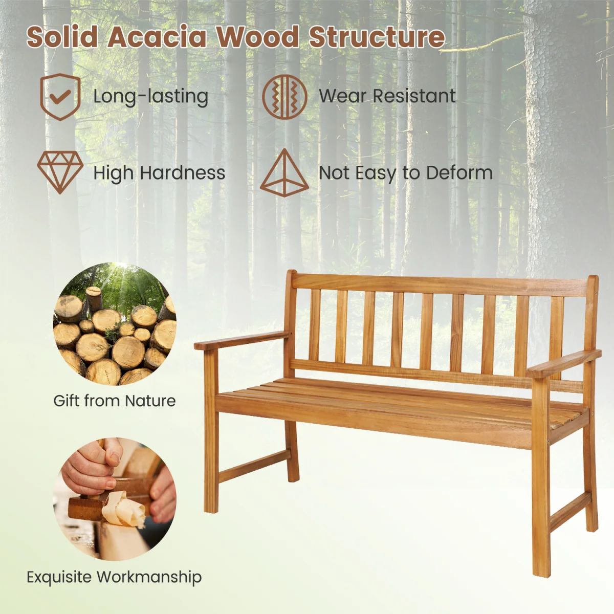 2-Person Garden Bench - Brown – image 7