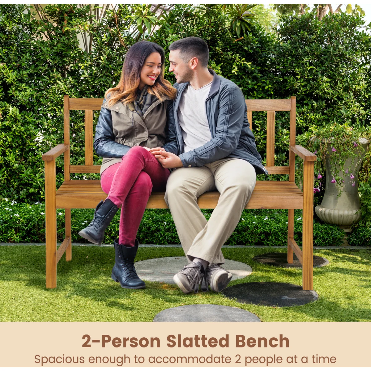 2-Person Garden Bench - Brown – image 8