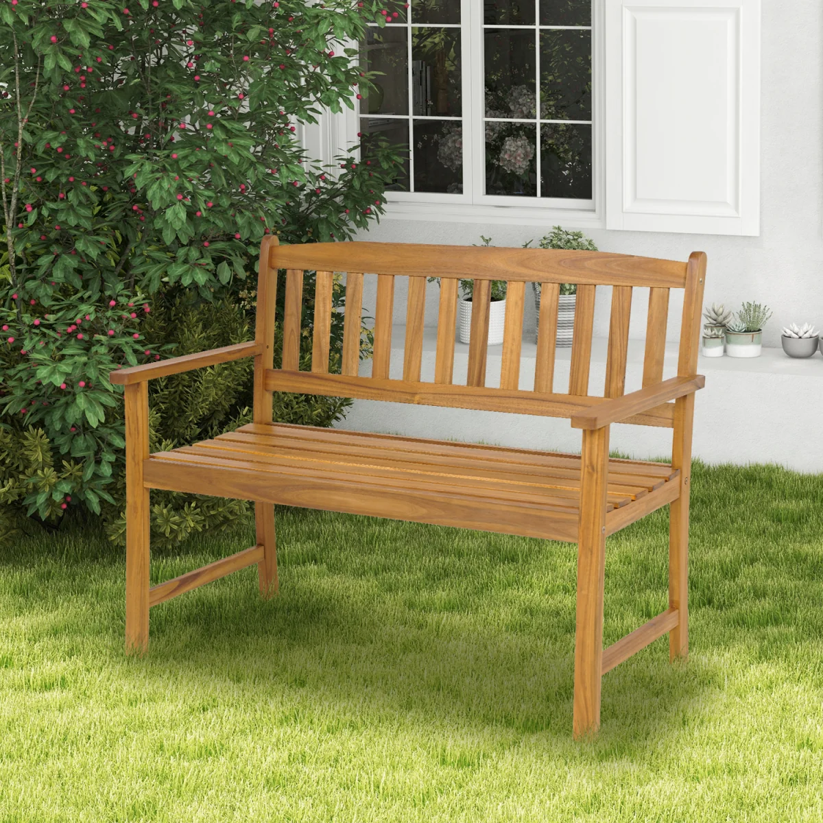 2-Person Garden Bench - Brown – image 10