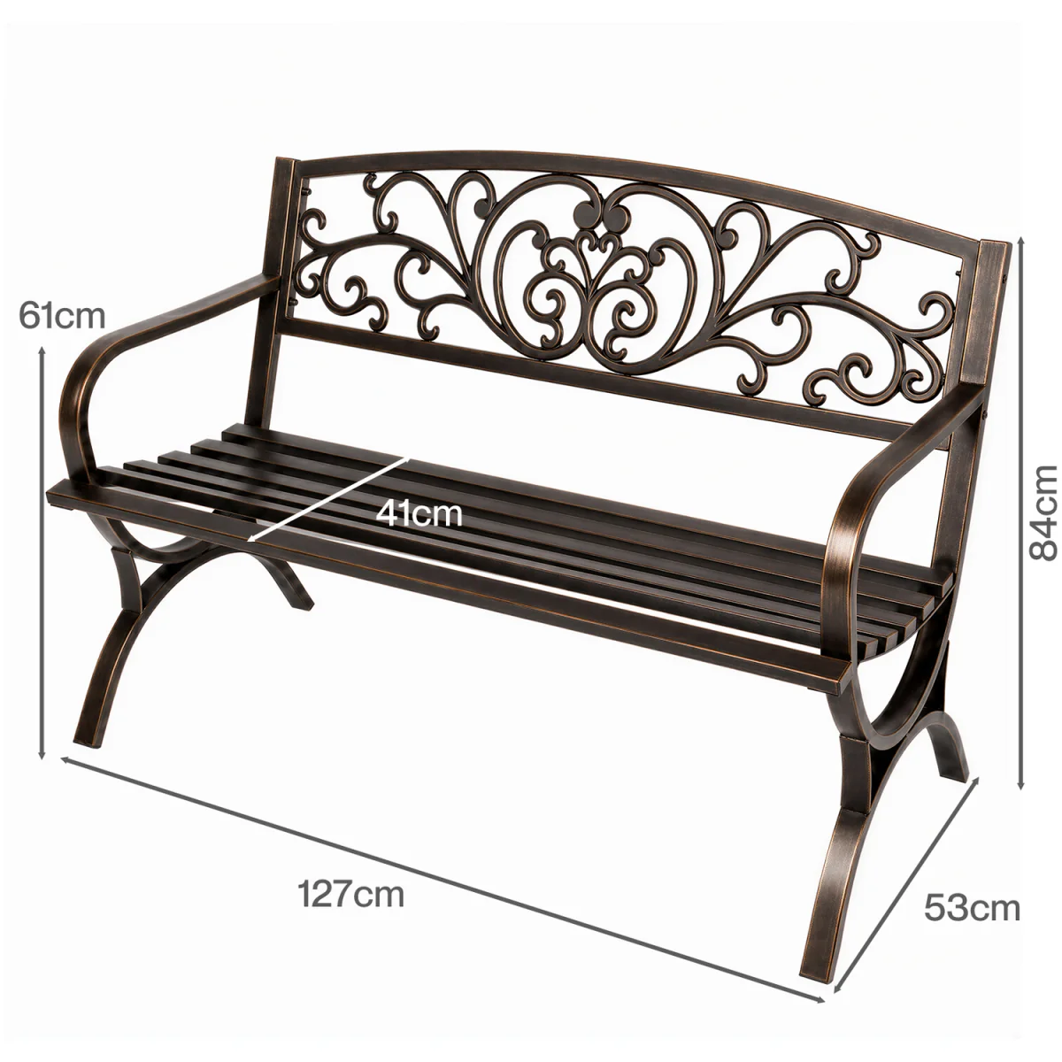 Garden Bench,Butterfly Cast Iron Outdoor Bench,300kg Metal,Bronze - Bronze – image 4