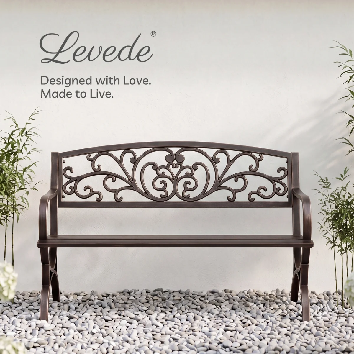 Garden Bench,Butterfly Cast Iron Outdoor Bench,300kg Metal,Bronze - Bronze – image 6