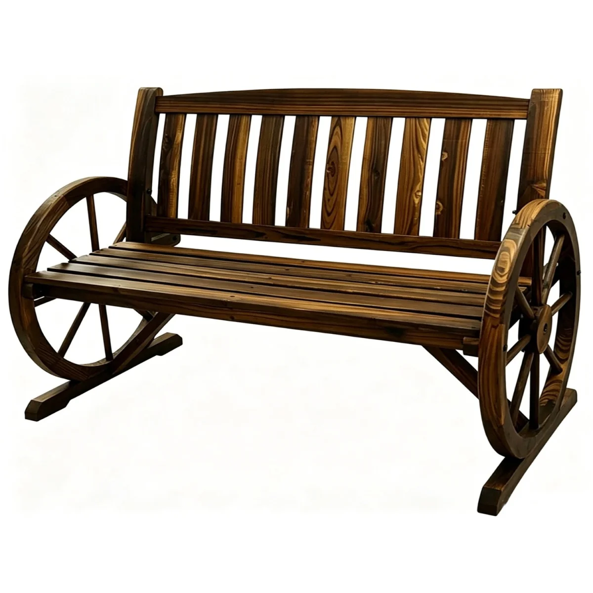 2 Seater Wooden Wagon Wheel Garden Bench – image 3