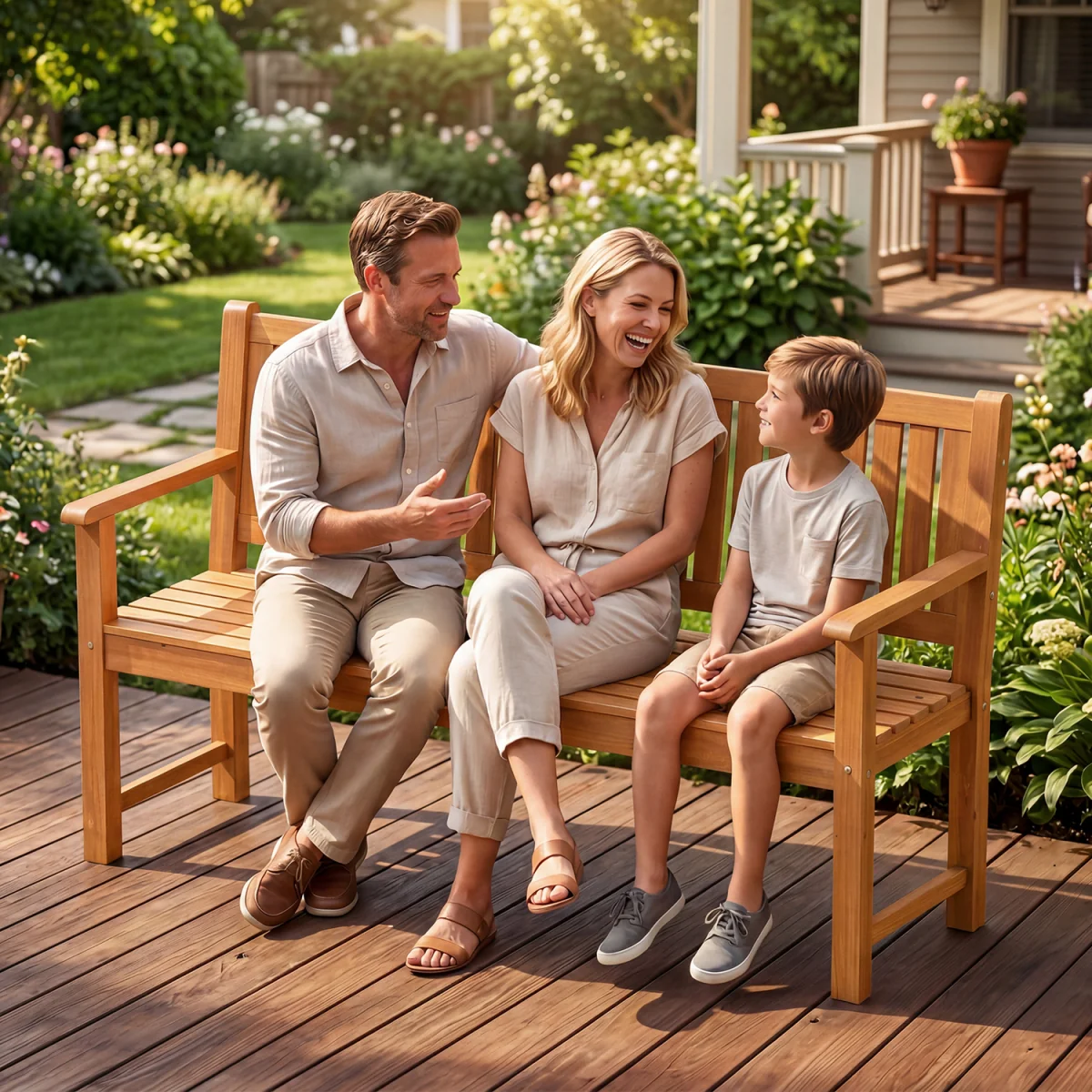 Large Garden Bench with Backrest – image 5
