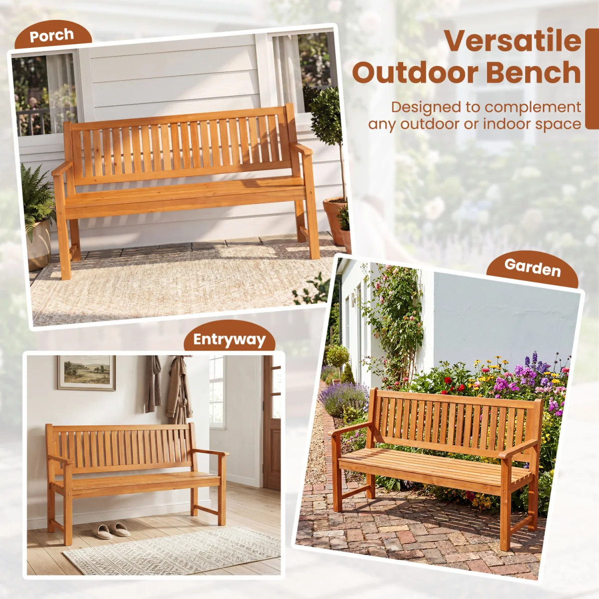 Large Garden Bench with Backrest – image 6
