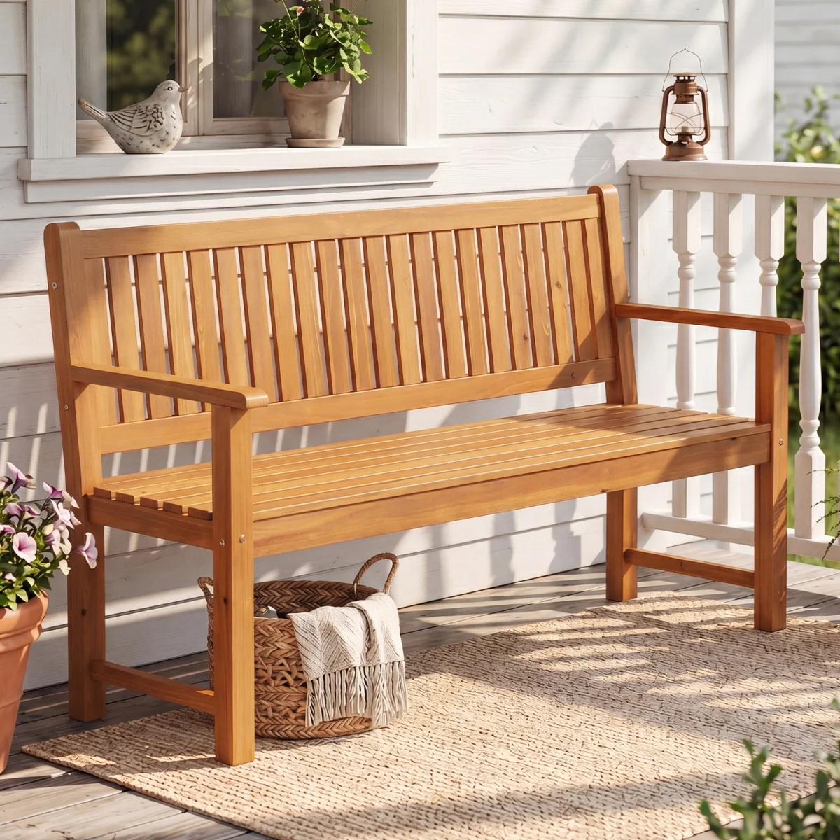 Large Garden Bench with Backrest – image 7