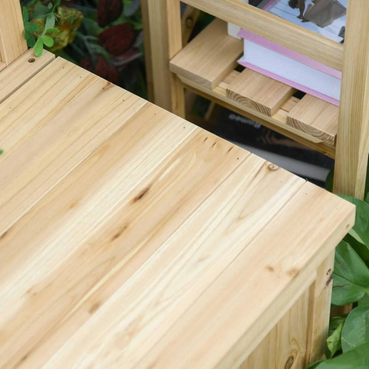 Venamo Wood Natural Outdoor Storage Bench with Lift-Up Seat for Garden – image 9
