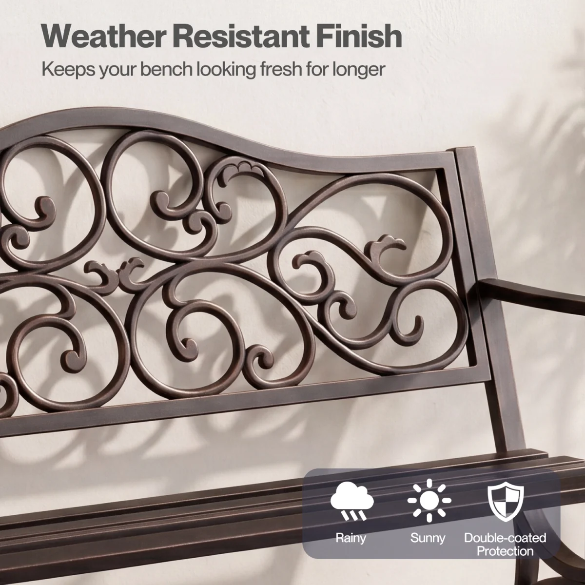 Garden Bench,Outdoor Bench,300kg Metal,Floral Pattern Bronze - Bronze – image 5