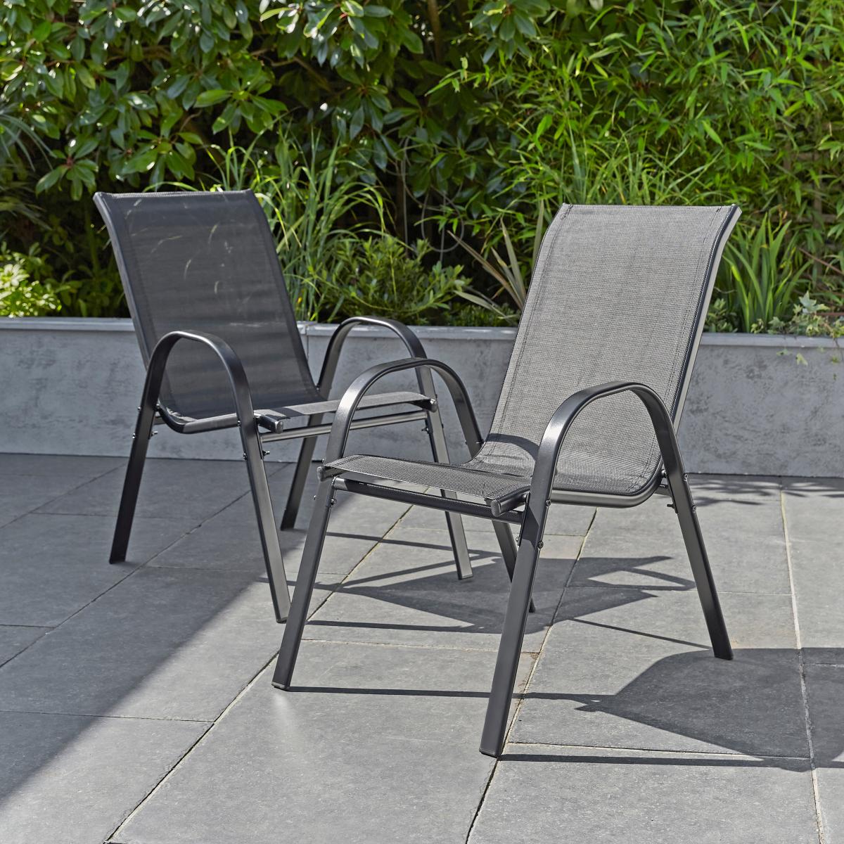 Set of 2 Textilene Stacking Chairs – image 2