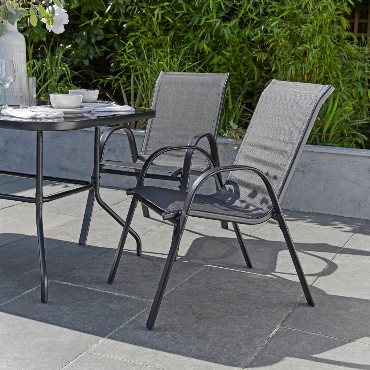 Set of 2 Textilene Stacking Chairs – image 1