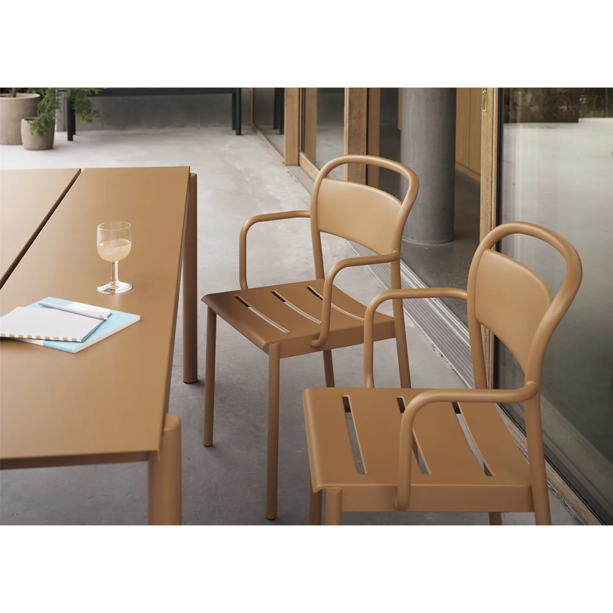 Muuto Linear Outdoor Steel Lounge Armchair Burnt Orange – image 4