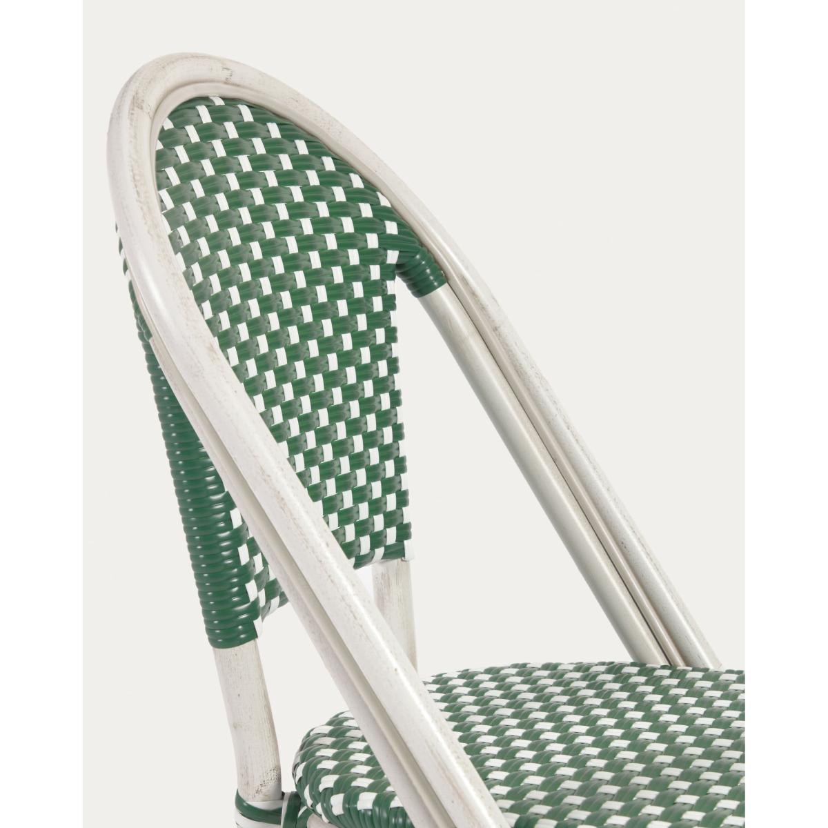 Marilyn stackable outdoor bistro chair in aluminium and synthetic rattan, green & white – image 3