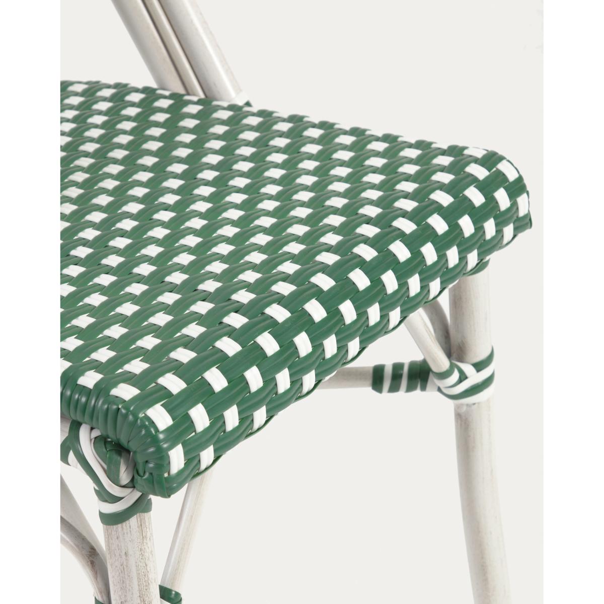 Marilyn stackable outdoor bistro chair in aluminium and synthetic rattan, green & white – image 5