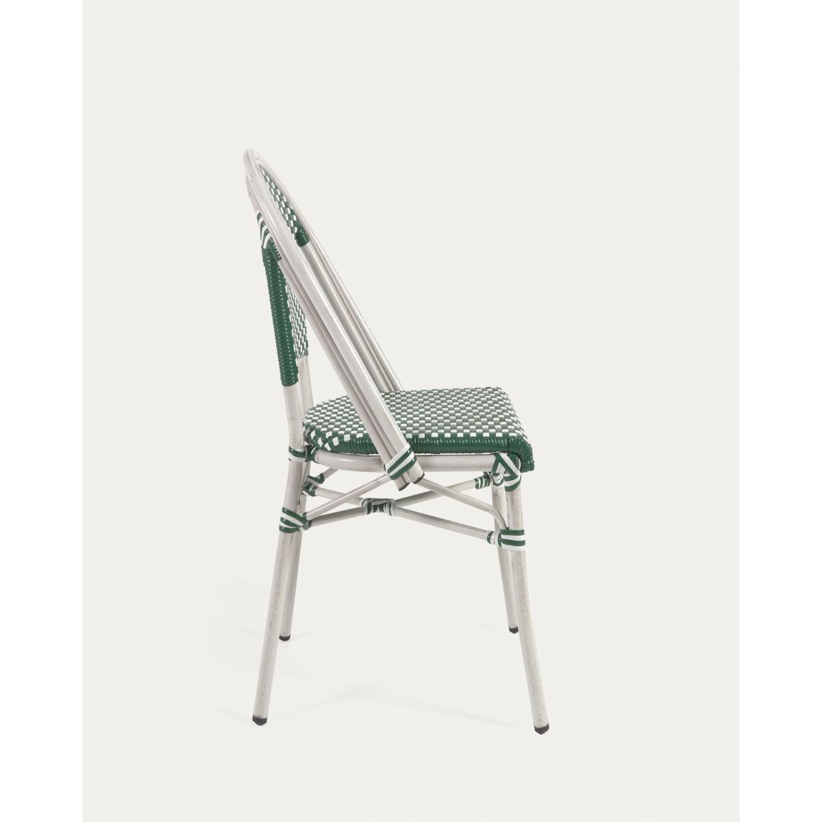 Marilyn stackable outdoor bistro chair in aluminium and synthetic rattan, green & white – image 6