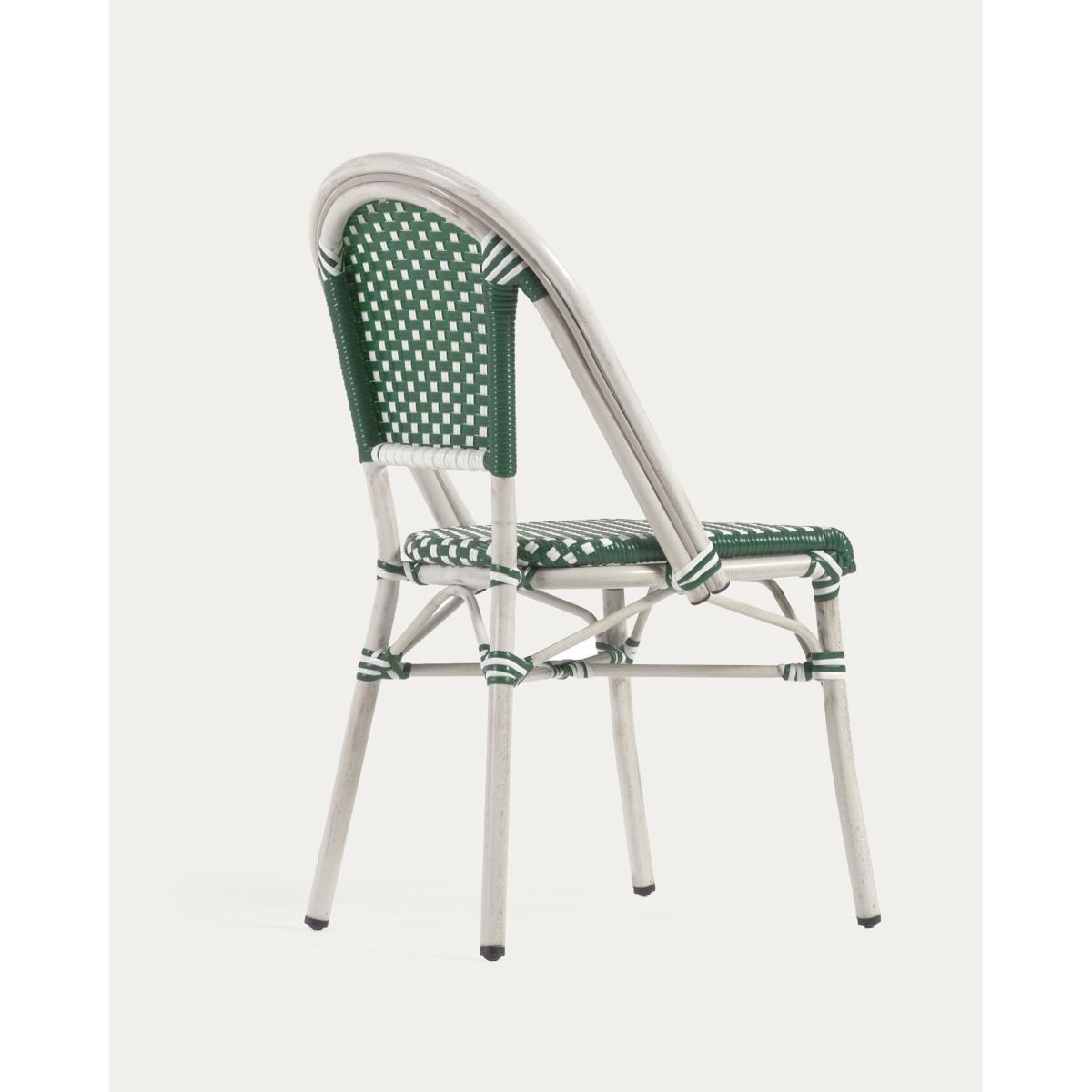 Marilyn stackable outdoor bistro chair in aluminium and synthetic rattan, green & white – image 8