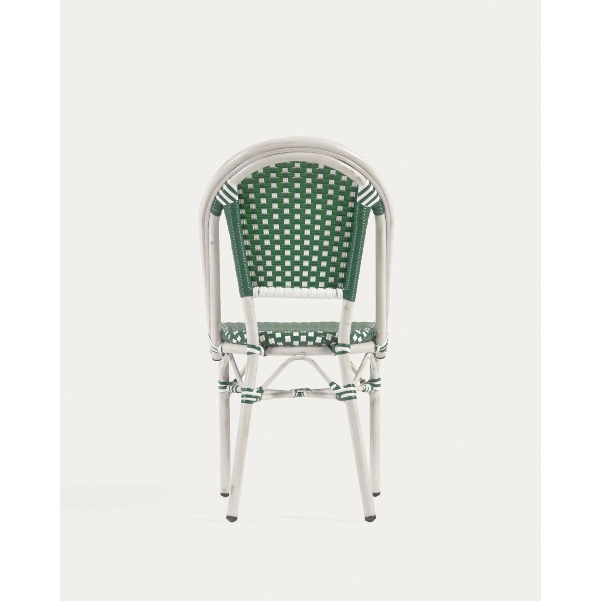 Marilyn stackable outdoor bistro chair in aluminium and synthetic rattan, green & white – image 9