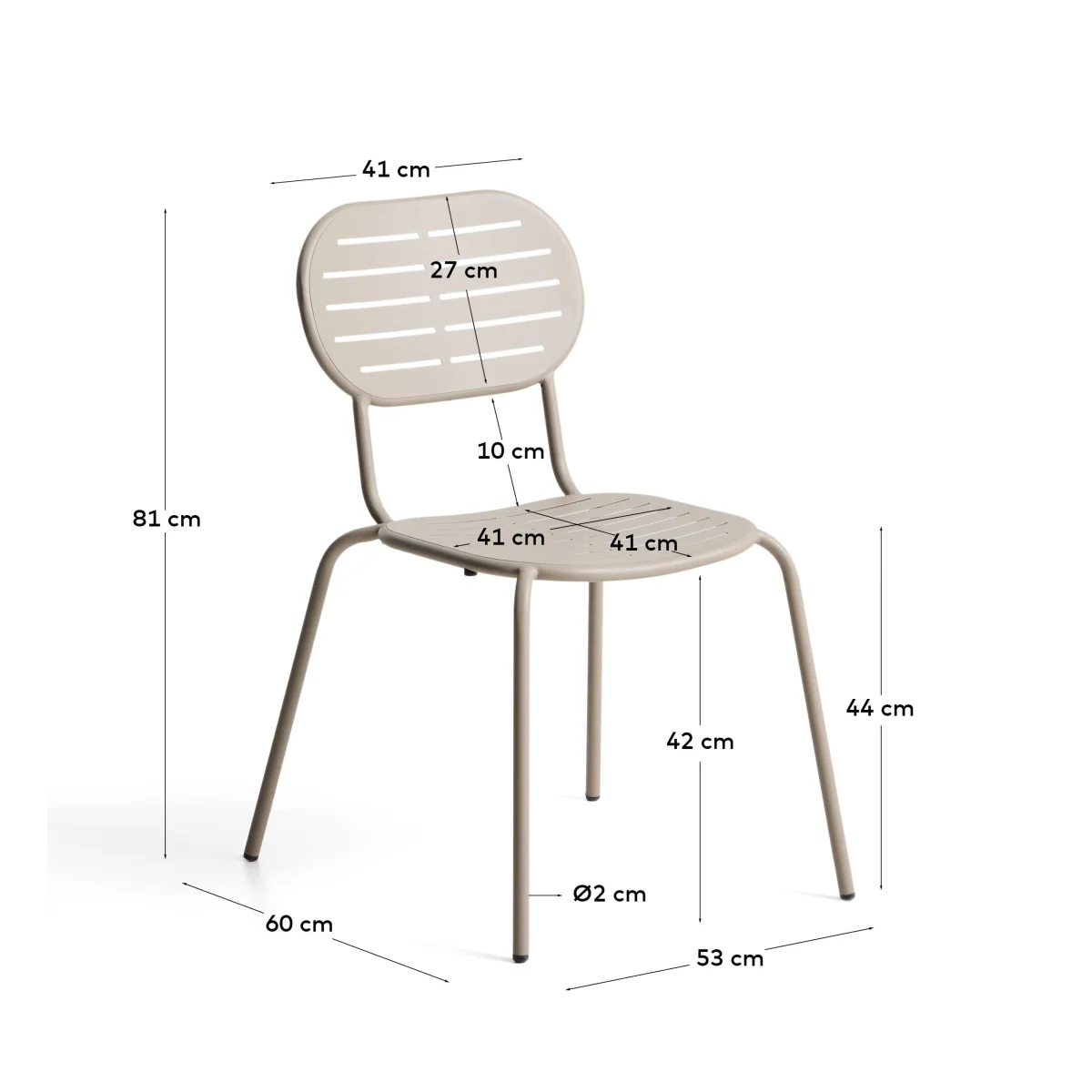 Brai outdoor stackable chair in taupe galvanised steel – image 11