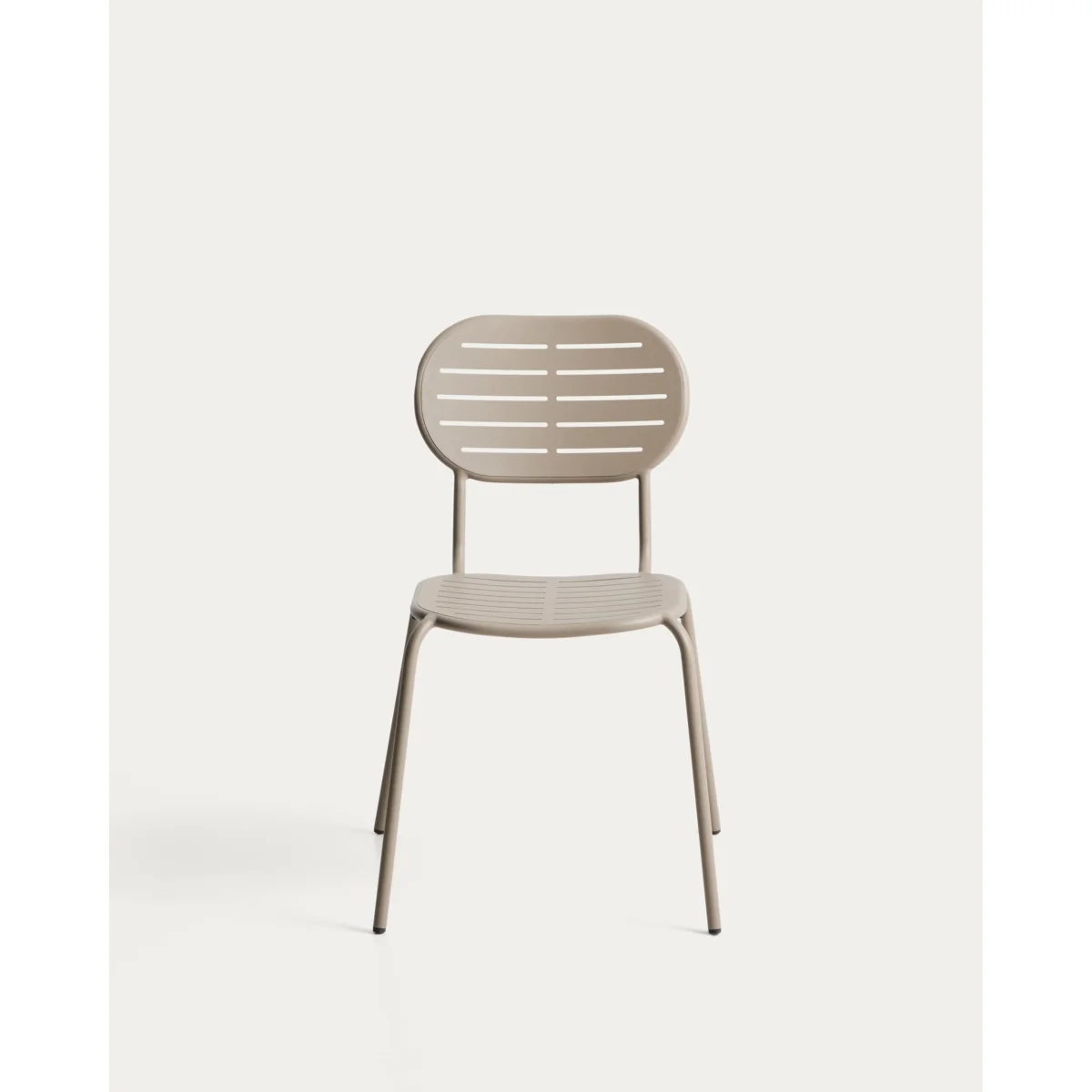 Brai outdoor stackable chair in taupe galvanised steel – image 6