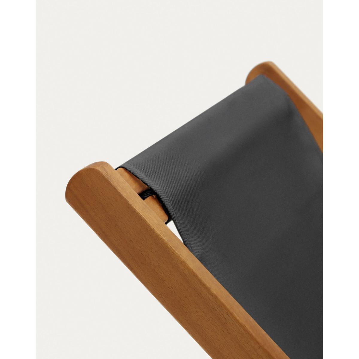 Adredna folding outdoor deck chair in black with solid acacia wood FSC 100% – image 4