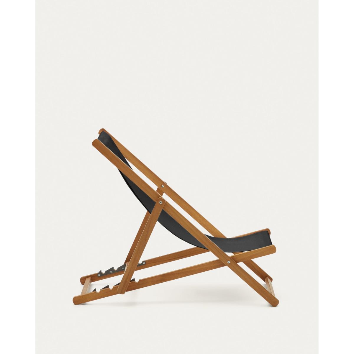 Adredna folding outdoor deck chair in black with solid acacia wood FSC 100% – image 5
