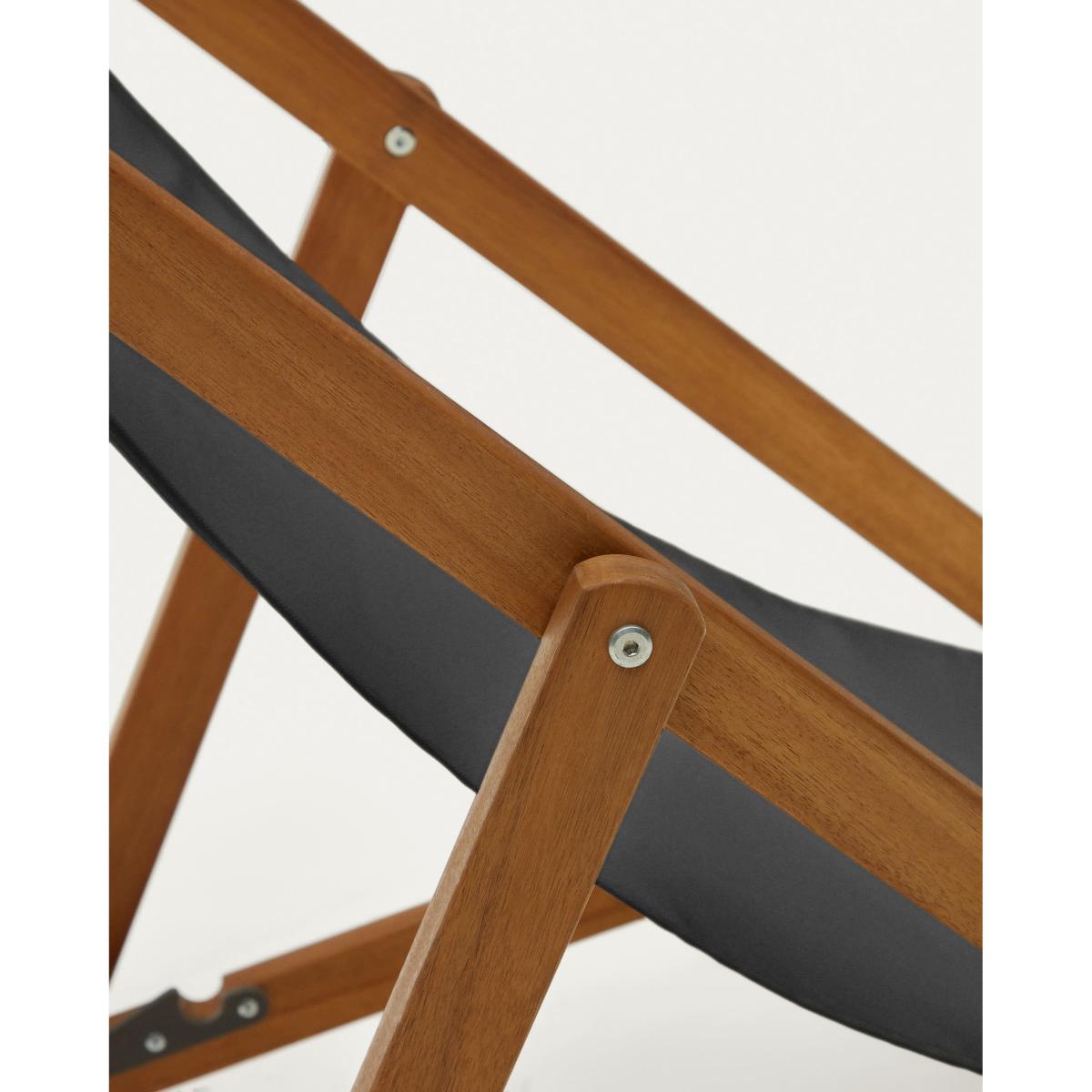 Adredna folding outdoor deck chair in black with solid acacia wood FSC 100% – image 6