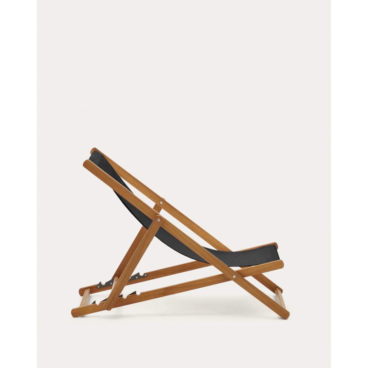 Adredna folding outdoor deck chair in black with solid acacia wood FSC 100% – image 7