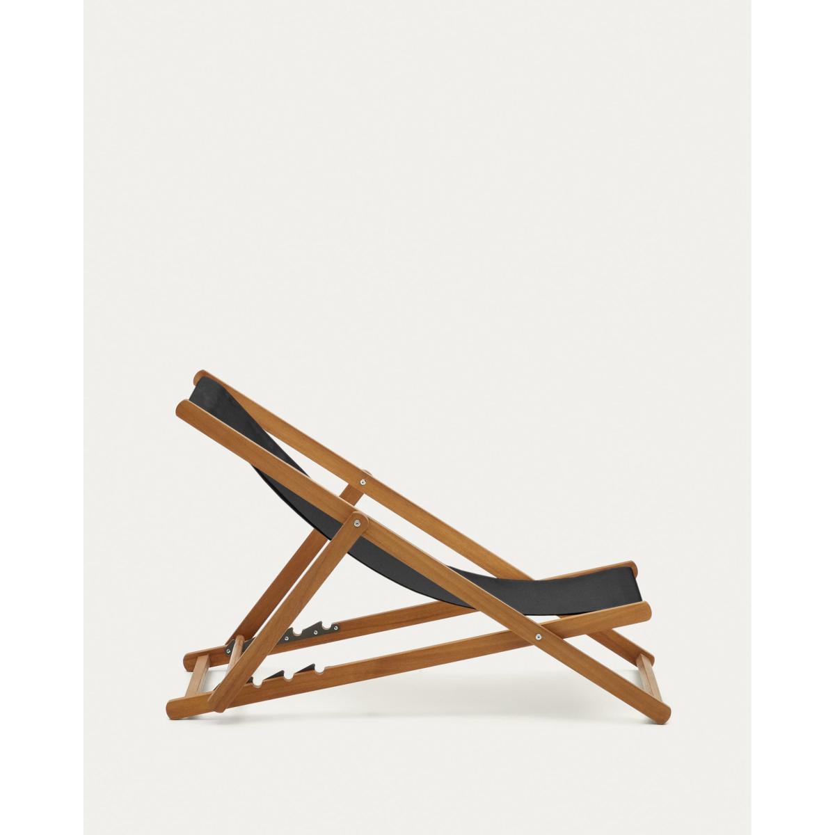 Adredna folding outdoor deck chair in black with solid acacia wood FSC 100% – image 9