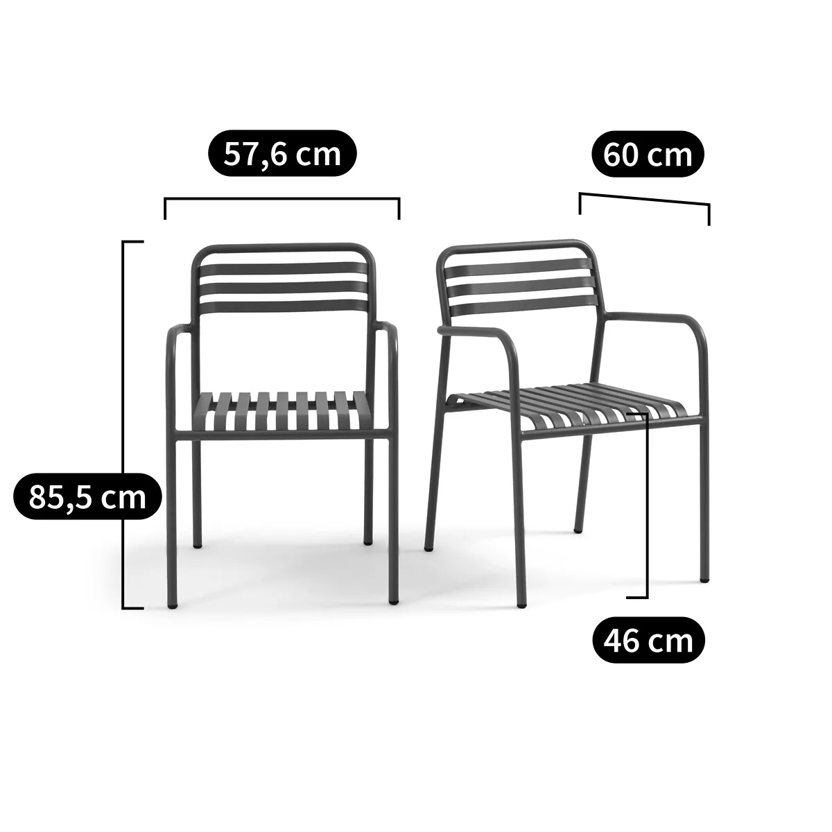 Set of 2 Manni Aluminium Garden Armchairs – image 8