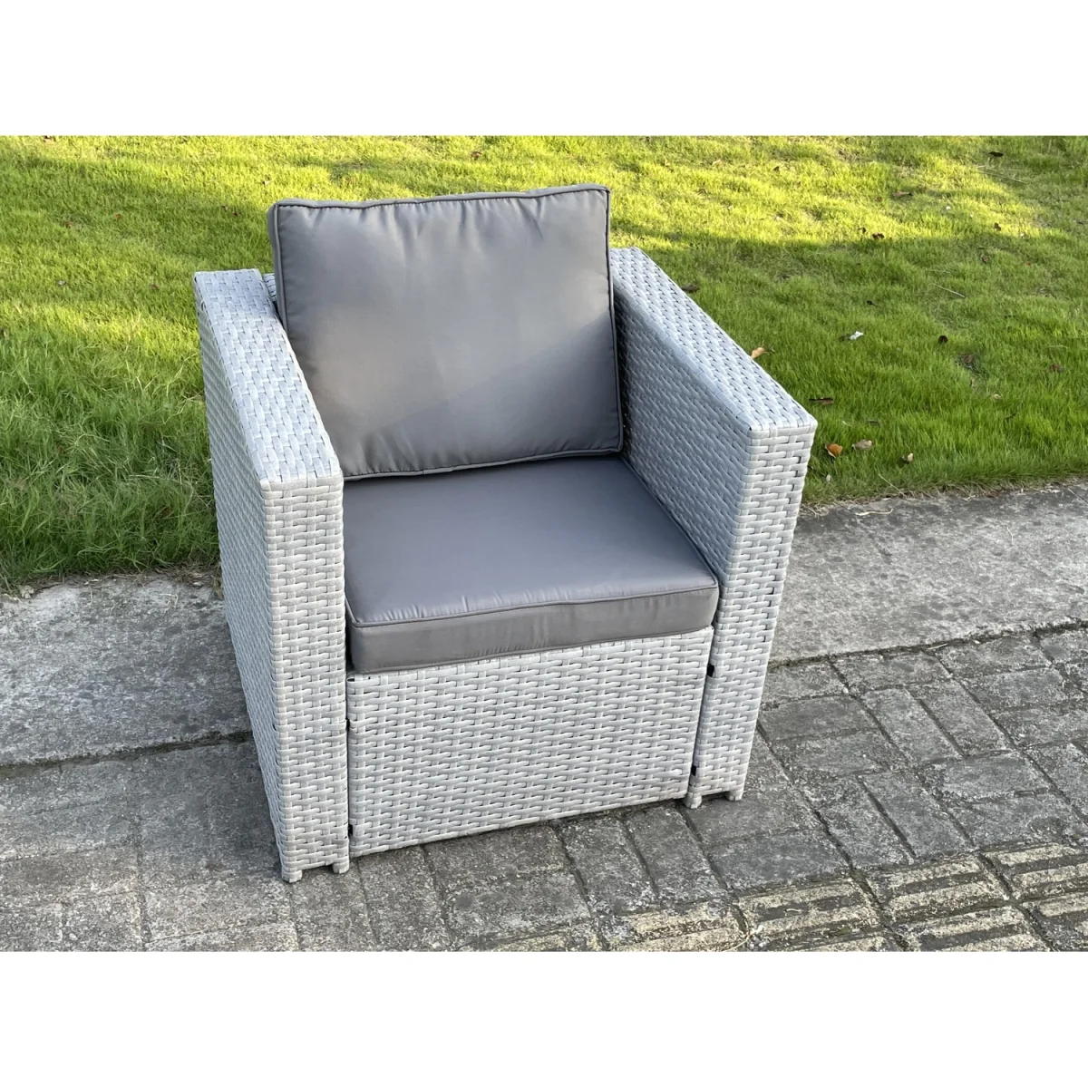 Lounge Outdoor PE Rattan Garden Furniture Set 2 Armchair - Light Grey Mixed – image 4