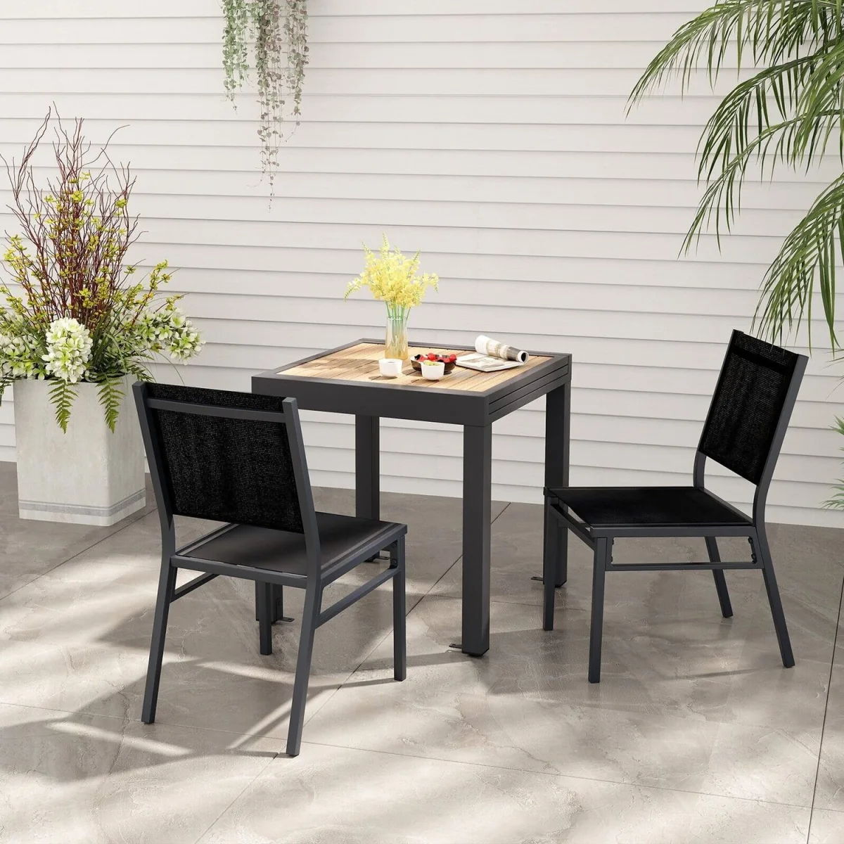 Costway Set of 2 Garden Dining Chair - Black – image 4