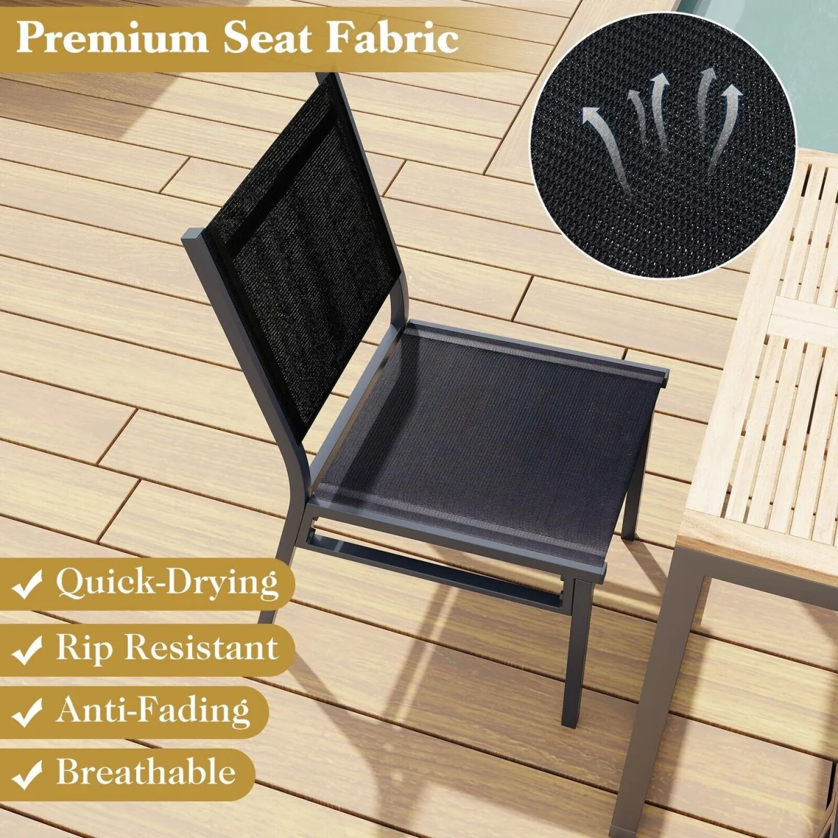 Costway Set of 2 Garden Dining Chair - Black – image 5