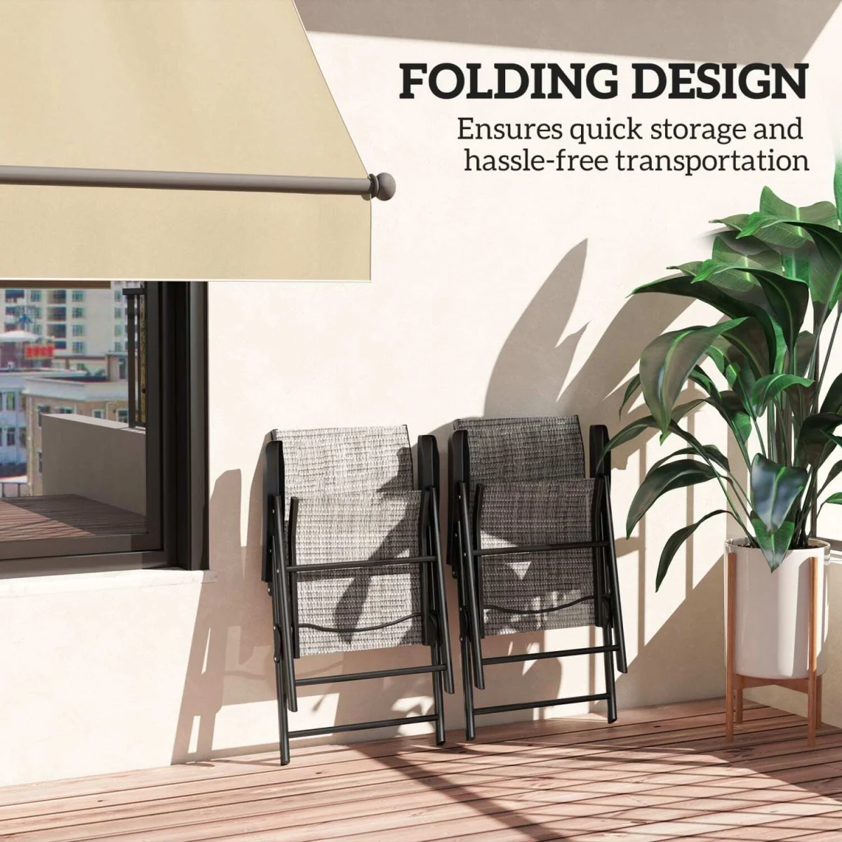 Maleli Set of 2 Black and Grey Folding Outdoor Chairs – image 3