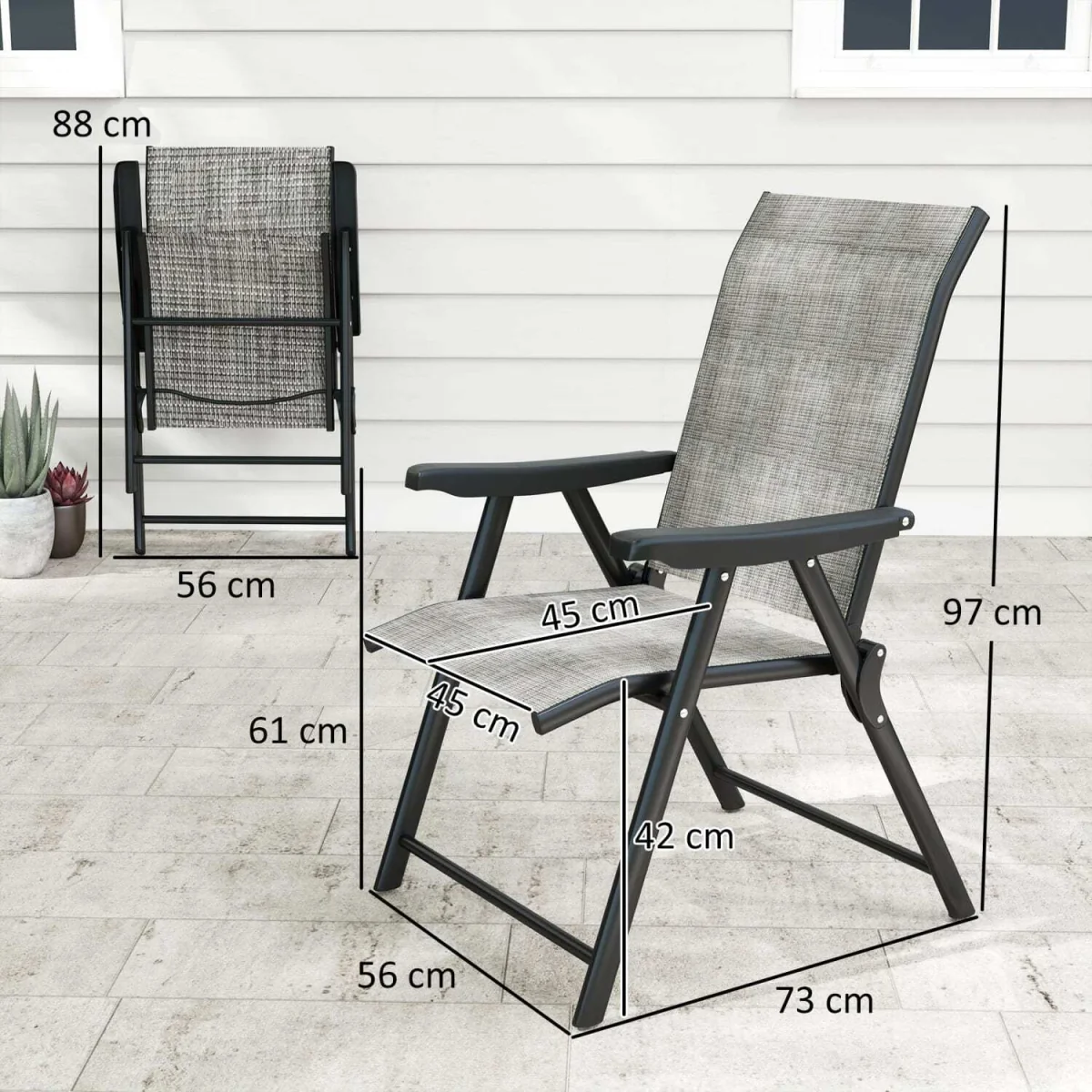 Maleli Set of 2 Black and Grey Folding Outdoor Chairs – image 4