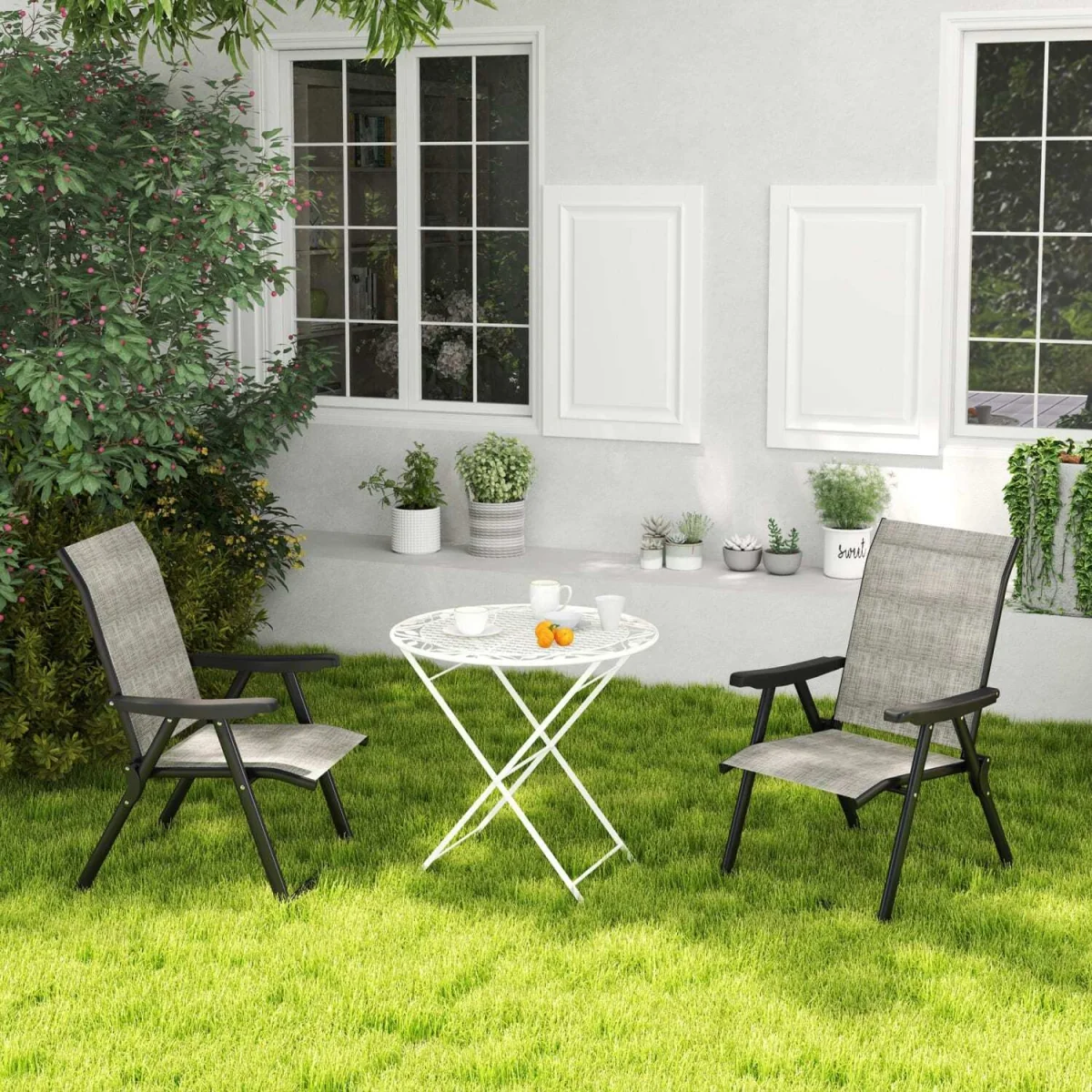 Maleli Set of 2 Black and Grey Folding Outdoor Chairs – image 7