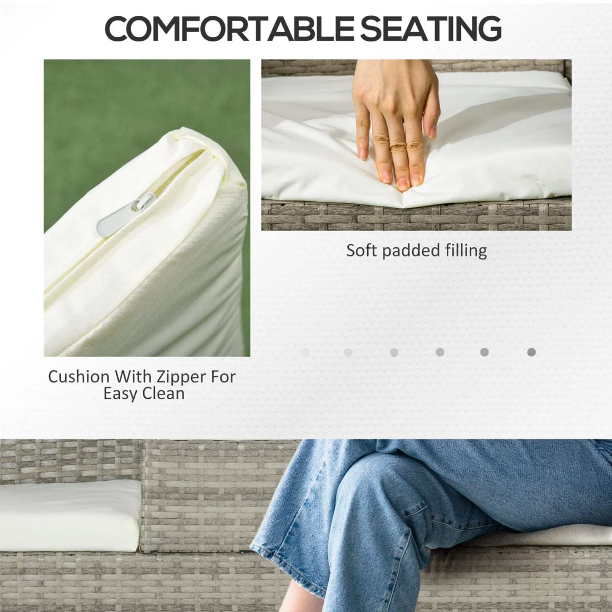 Hamoba Faux Rattan 2-Seat Garden Chair with Integrated Centre Table – image 7
