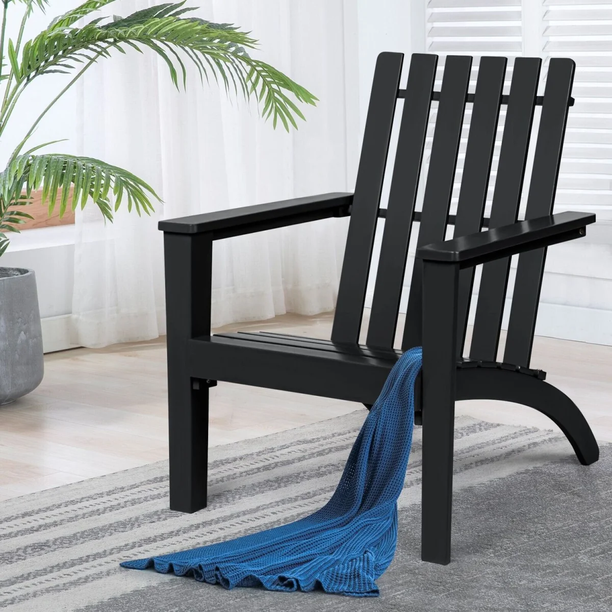 Costway Garden Patio Chair Adirondack Chair B - Black – image 3